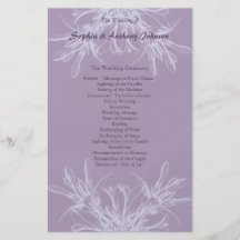 Programme floral pourpre poussiéreux de mariage prospectus