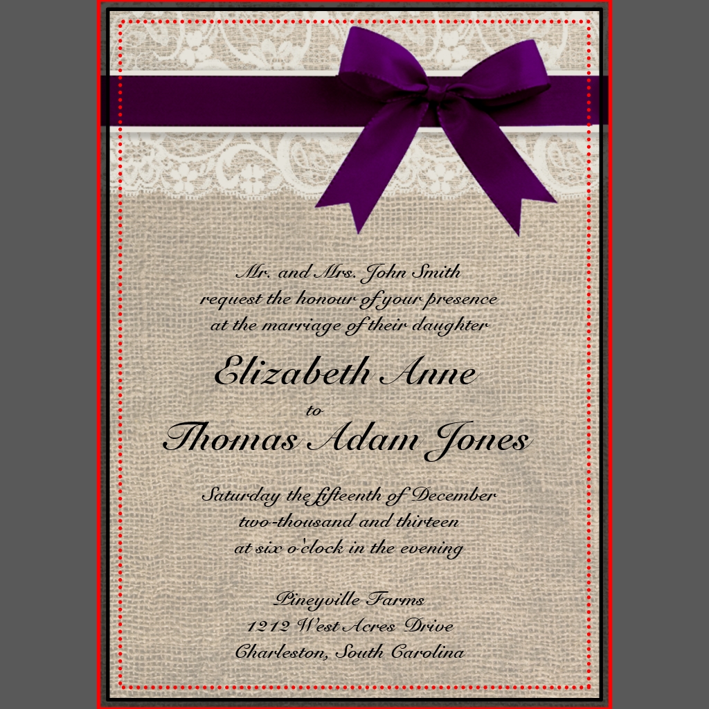 Dentelle rustique Invitations de mariage Dentelle rustique Invitations de mariage