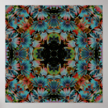Psychedelisches abstraktes Gänseblümchen-Blumen-Ka Plakate
