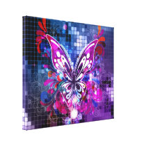 Purpurroter Schmetterling auf Mosaikhintergrund Se Gespannte Galerie Drucke