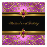 quarantième Noir d'or de rose de fête d'anniversai Invitation Personnalisable