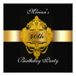 quarantième Or de noir d'invitation de fête d'anni
