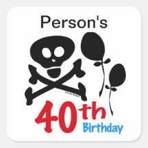 quarantième Os croisés de crâne d'anniversaire Sticker Carré