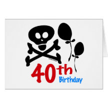 quarantième Os croisés de crâne d'anniversaire Cartes De Vœux