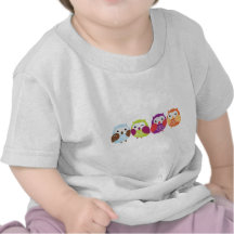 Quatre hiboux colorés t-shirts