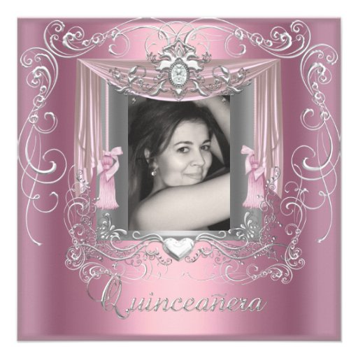 Quinceanera 15. Geburtstags-rosa silberner Stern Einladungskarten