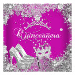 Quinceanera 15. rosa Pflaumen-Silber-Masken-Tiara Ankündigung