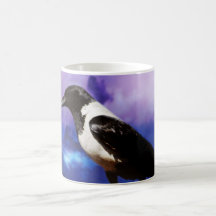 Rabe auf einem Zaun Kaffeetasse