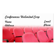 Rangées des chaises rouges dans la salle de confér cartes de visite professionnelles