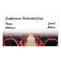 Rangées des chaises rouges dans la salle de confér cartes de visite professionnelles