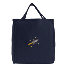 Raumschiff gestickte Tasche
