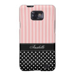 Rayures roses et nom de coutume de pois coque samsung galaxy s2