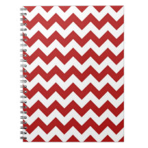 Red and White Zigzag Spiral Notebook