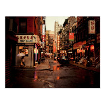 Regen - Chinatown - New York City Postkarte