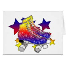 Regenbogen Rollerskates Grußkarten
