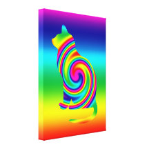 Regenbogen-Rotations-Katze Leinwand Druck
