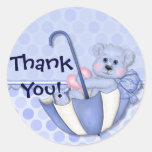Regenschirm-Bärn-blaues Baby danken Ihnen Sticker