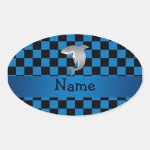 Requin nommé personnalisé sticker ovale