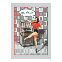 Retro 50er Jukeboxpinup-Mädchen-Party Individuelle Einladungskarte