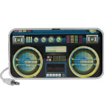 Retro blaues Ghettoblastergetto-Bläser Neonboombox