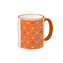 Retro Blumen orange Tee Tasse