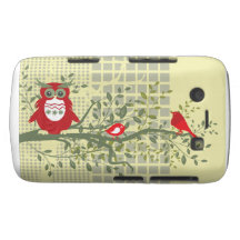 retro Eulen u. Vögel auf mutigem Kasten des Nieder Blackberry Case