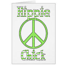 Retro Hippie-Küken-Tupfen-und Streifen-Frieden Karte