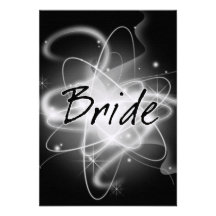 Rétro jeune mariée atomique - noir et blanc cartons d'invitation personnalisés
