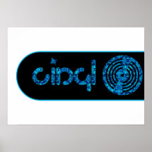 Rétro logo de vinyle - noir et bleu poster