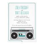 Rétro mariage indépendant de Boombox Mixtape (Teal Carton D'invitation