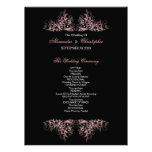 Rétro programme rose élégant 2 de mariage de remou invitations personnalisées