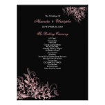 Rétro programme rose élégant de mariage de remous  carton d'invitation