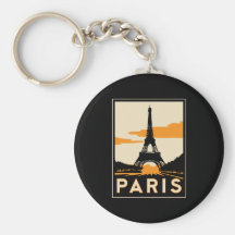 retro Reiseplakat des Paris-Kunst-Dekos Schlüsselanhänger