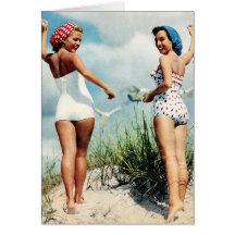 Rétros filles surfantes vintages de plage des femm carte de vœux