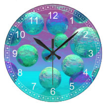 Rêves d'océan - Aqua abstrait et horloge violette  Horloges Murales