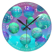 Rêves d'océan - Aqua et horloge violette d'abrégé  Horloges Murales
