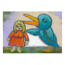 Riesiger Vogel der Frau spielte eine sonderbare ei Visitenkarte