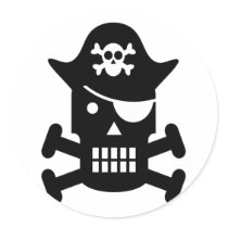 Roboter-Schädel-u. Knochen-Piraten-Silhouette
