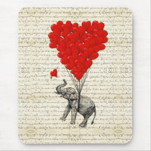 Romantische Elefant- u. Herzballone Mousepads