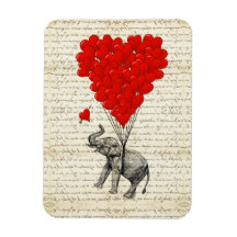 Romantische Elefant- u. Herzballone Vinyl Magnet