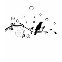 Romantisches Blumen-und Vogel-T-Shirt