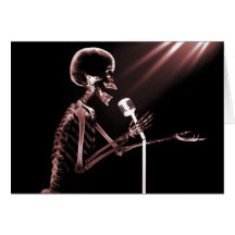 RÖNTGENSTRAHL-SKELETON GESANG AUF RETRO MIC - ROT KARTEN