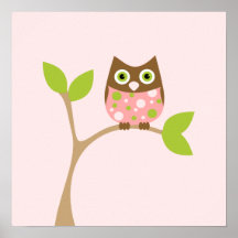 Rosa Baby-Eule Plakate