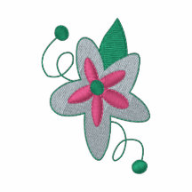 Rosa Blume gesticktes Hemd Polo Shirt