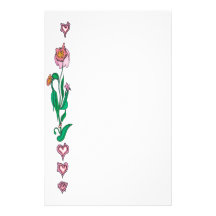Rosa Blumen und Herzen Individuelles Druckpapier
