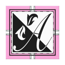 Rosa des Mädchens elegantes und schwarzes Monogram Gespannte Galerie Drucke