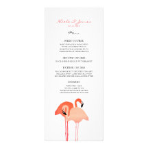 Rosa Flamingo-Strand-Hochzeits-Menü Individuelle Ankündigskarten