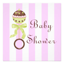Rosa Geklapper-Babyparty-Einladung