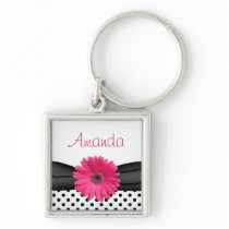 Rosa Gerbera-Gänseblümchen-Polka-Punkt-individuell