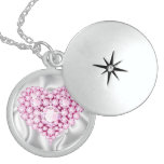 Rosa Jeweled Herz-SterlingsilberLocket Anhänger